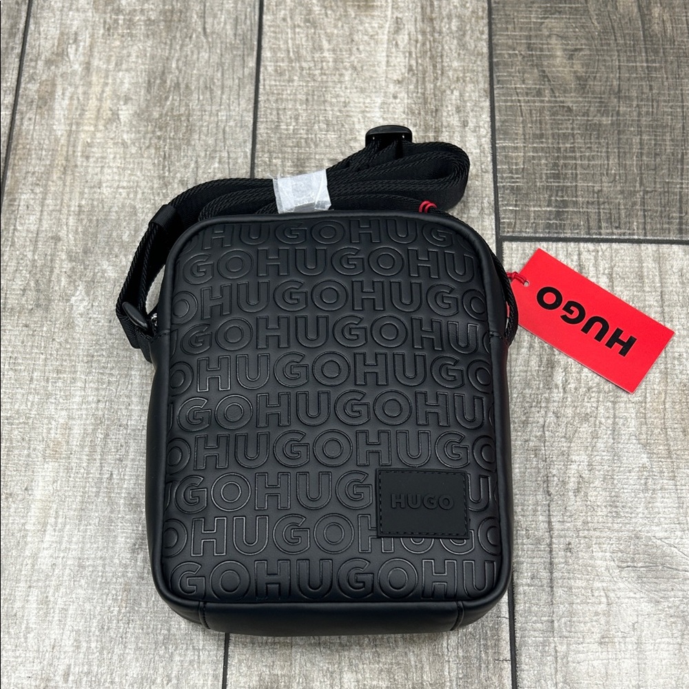 HUGO Embossed Black Men's Messenger Bag NWT